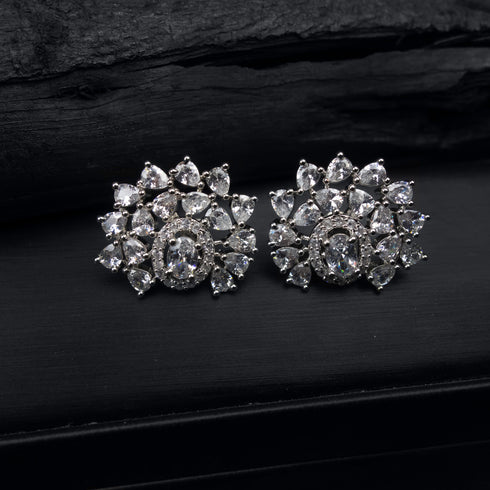Crystals Oval Shaped Earrings - D158-1